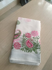 light cream Kota Saree with embrioded floral motifs