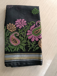 Black Kota Saree with embrioded motifs