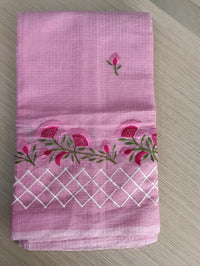 Pink Kota Saree with   pink floral embriodery